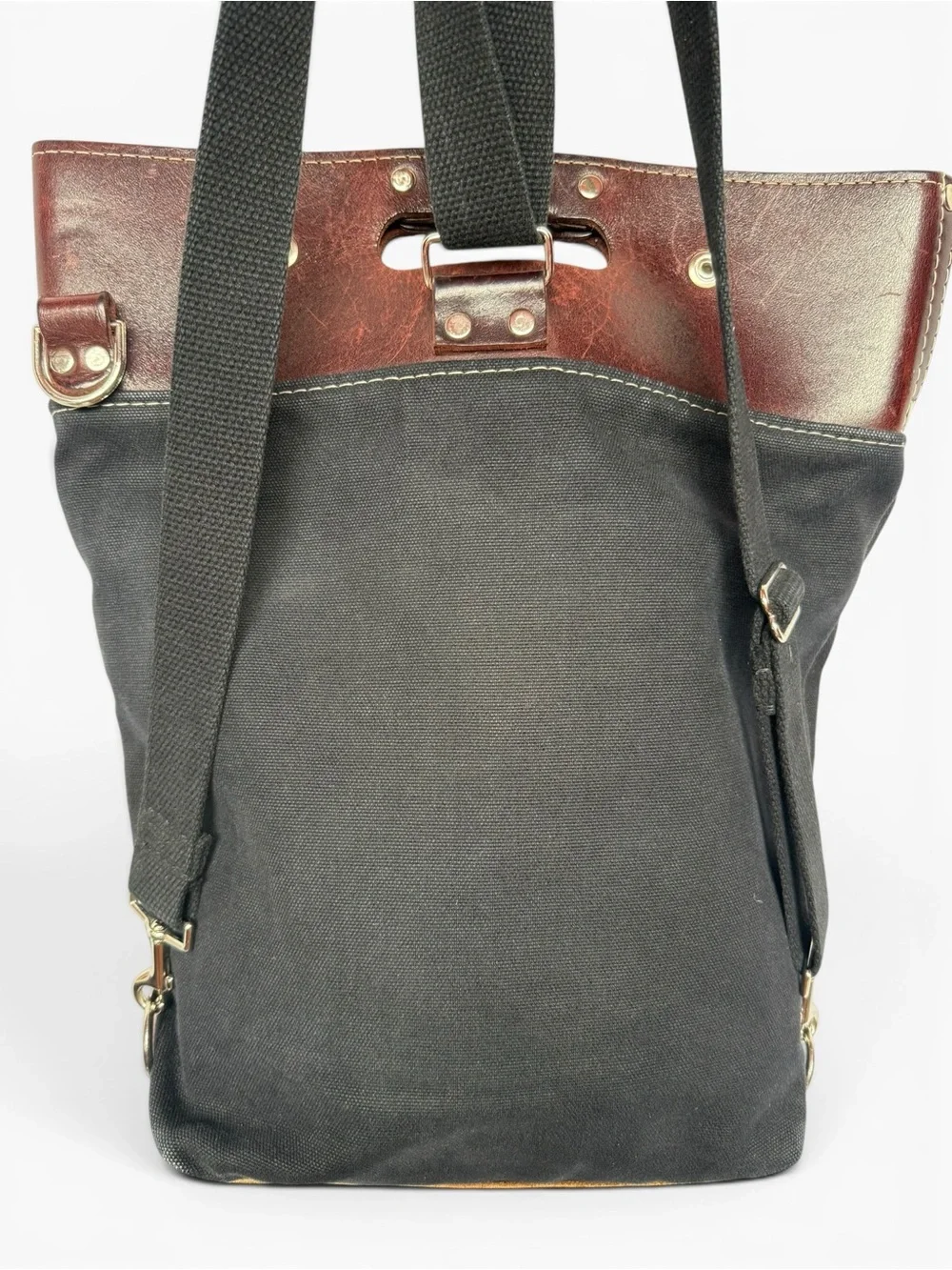 Xobruno Made in Oregon Canvas Leather Convertible Backpack Tote